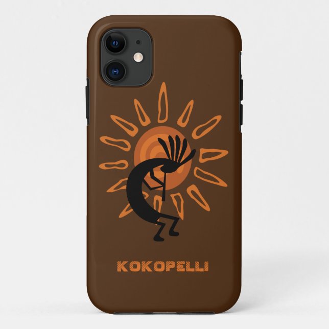 Kokopelli Sun Southwest Rustic Brown Case-Mate iPhone Case (Back)