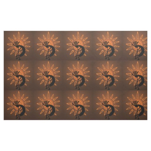 Kokopelli Sun Southwest Rustic Brown DIY Fabric