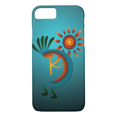 Kokopelli Sun Southwest Turquoise iPhone 87 Case