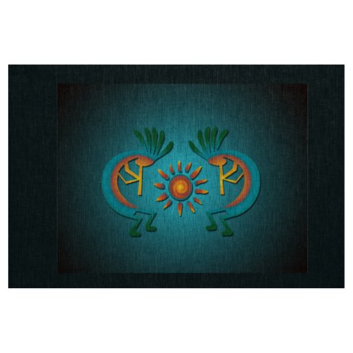 Kokopelli Sun Southwest Turquoise Fabric