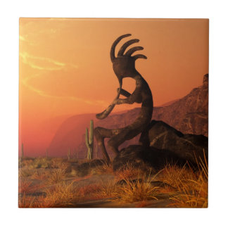 Kokopelli Sunset Ceramic Tile