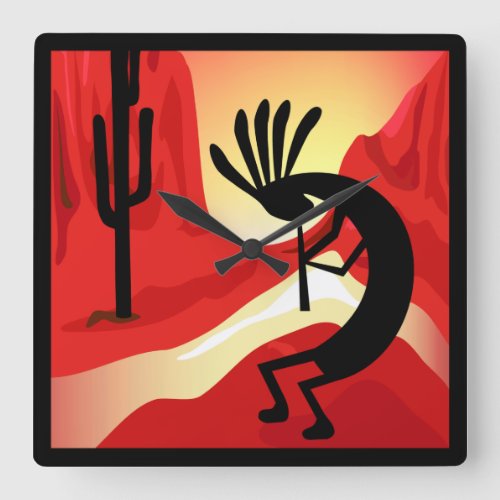 Kokopelli Sunset Desert Landscape Southwest Clock