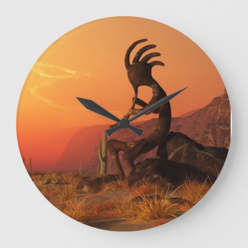 Kokopelli Sunset Large Clock