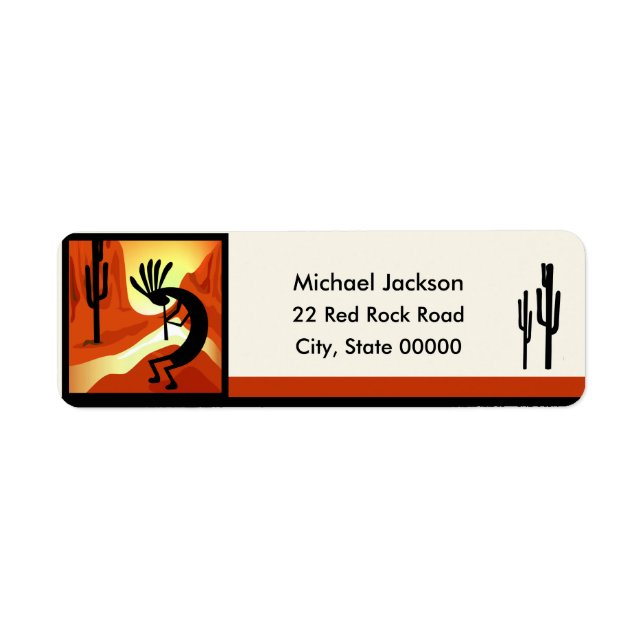 Kokopelli Sunset Return Address  Label (Front)