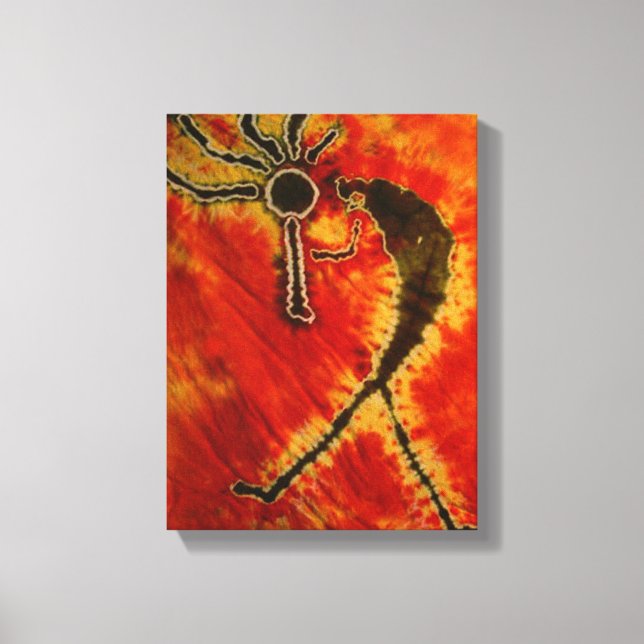 Kokopelli Tie Dye Stretched Canvas Print (Front)