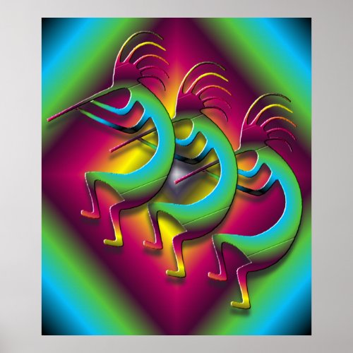 Kokopelli Times Three Poster