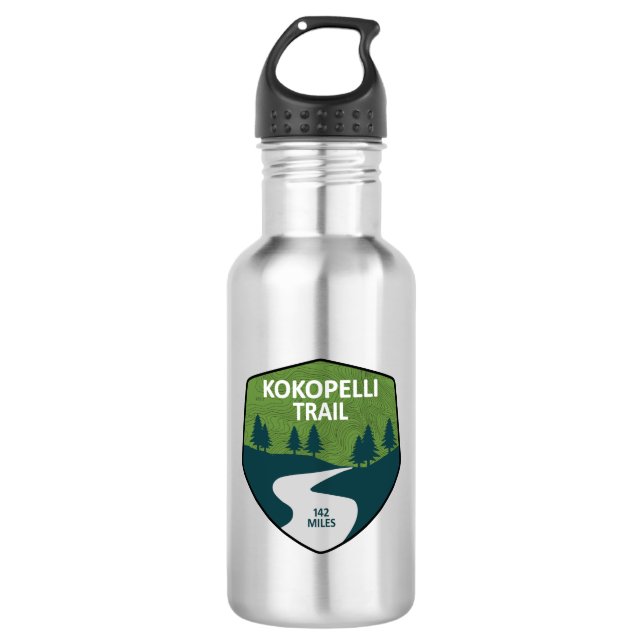 Kokopelli Trail Stainless Steel Water Bottle (Front)