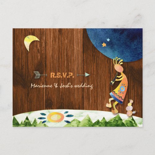 Kokopelli Tribal Wedding Meal Choice RSVP Invitation Postcard