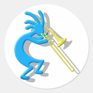 Kokopelli Trombone Classic Round Sticker