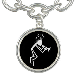 Kokopelli Trumpet Player Petroglyph Charm Bracelet