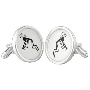 Kokopelli Trumpet Player Petroglyph Cufflinks
