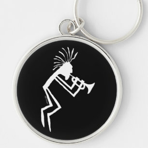 Kokopelli Trumpet Player Petroglyph Keychain