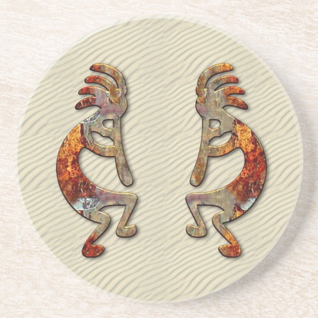 Kokopelli TwoSq Sandstone Coaster (Front)
