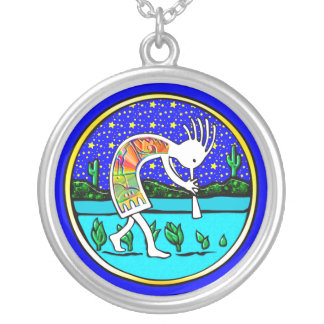Kokopelli Under the Stars Sterling Silver Necklace
