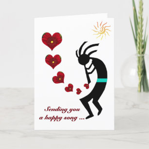 Kokopelli Valentine Native American Flute Holiday Card