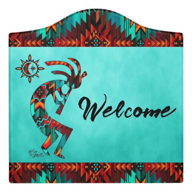 Kokopelli Welcome Door Sign (Large Crest Front)