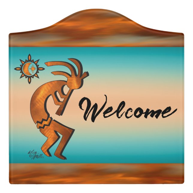 Kokopelli Welcome Door Sign (Large Crest Front)