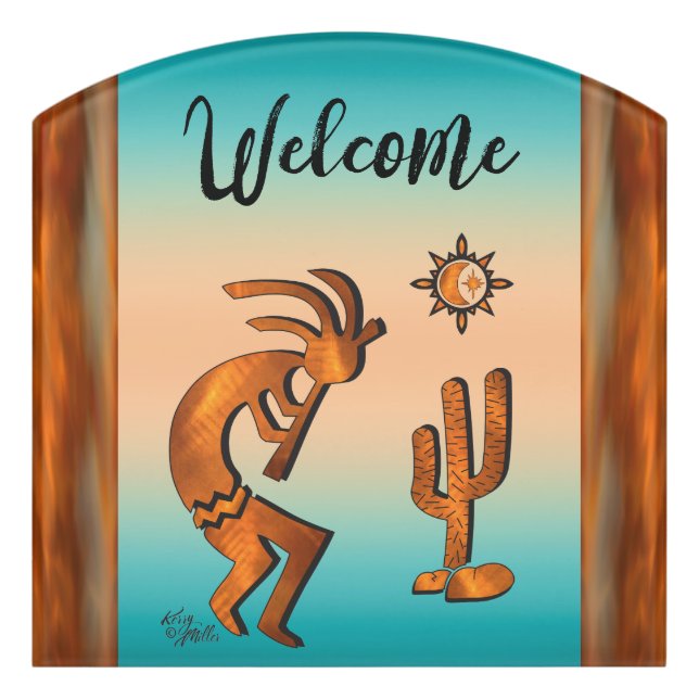 Kokopelli Welcome Door Sign (Contour Front)