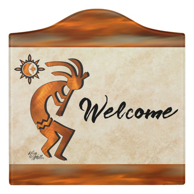 Kokopelli Welcome Door Sign (Large Crest Front)
