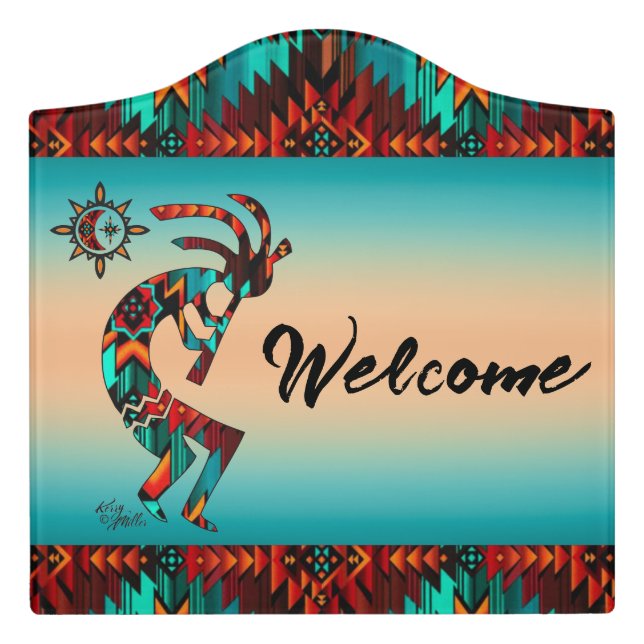 Kokopelli Welcome Door Sign (Large Crest Front)