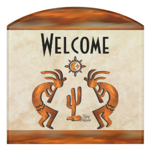 Kokopelli Welcome Door Sign