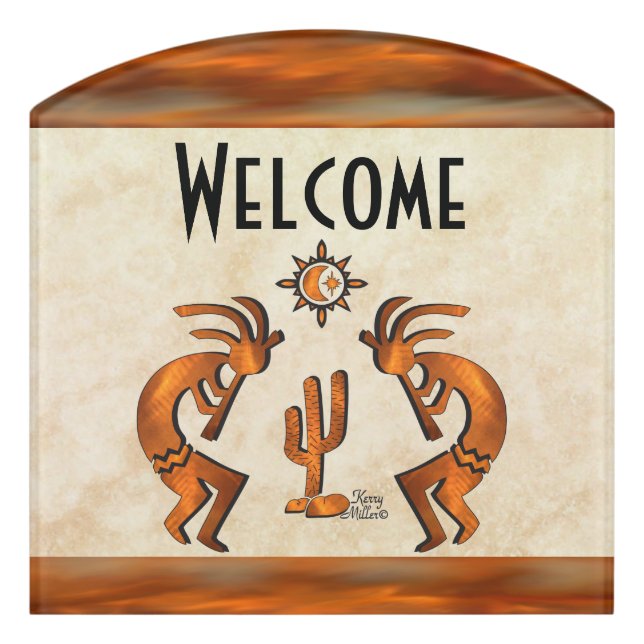 Kokopelli Welcome Door Sign (Contour Front)