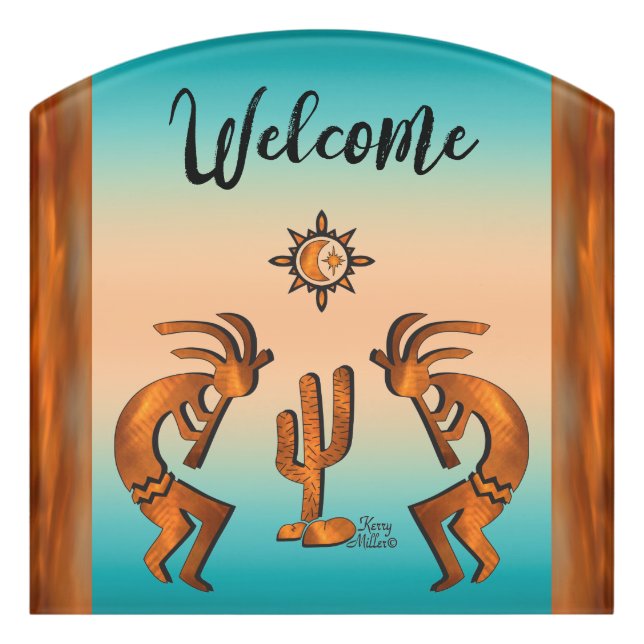 Kokopelli Welcome Door Sign (Contour Front)