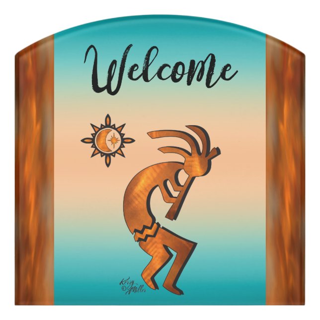 Kokopelli Welcome Door Sign (Contour Front)