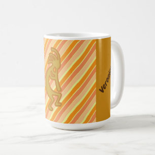 Kokopelli with Flute Gold Orange Stripes Southwest Coffee Mug