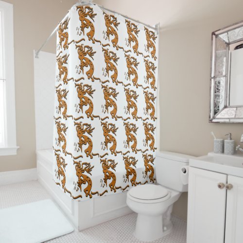 Kokopelli With Musical Notes Facing Left Shower Curtain