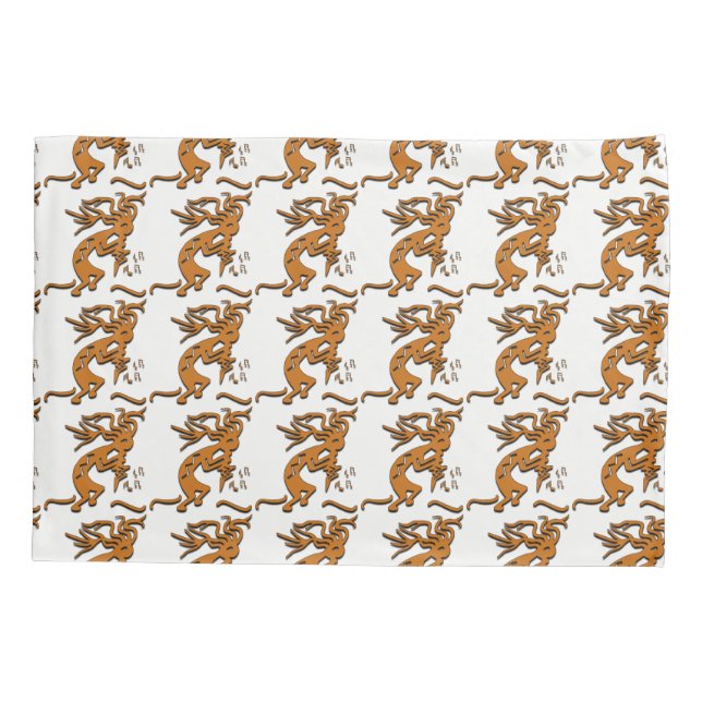 Kokopelli With Musical Notes Facing Right Pillow Case (Back)