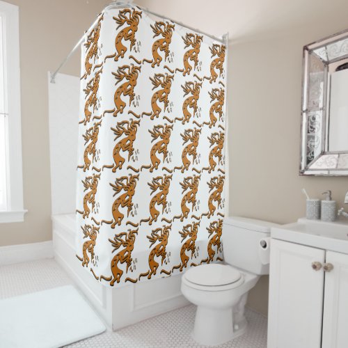 Kokopelli With Musical Notes Facing Right Shower Curtain