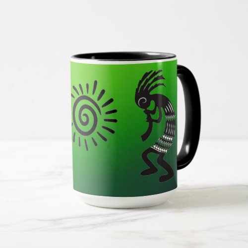 Kokopelli With Native American Sun Symbol Mug