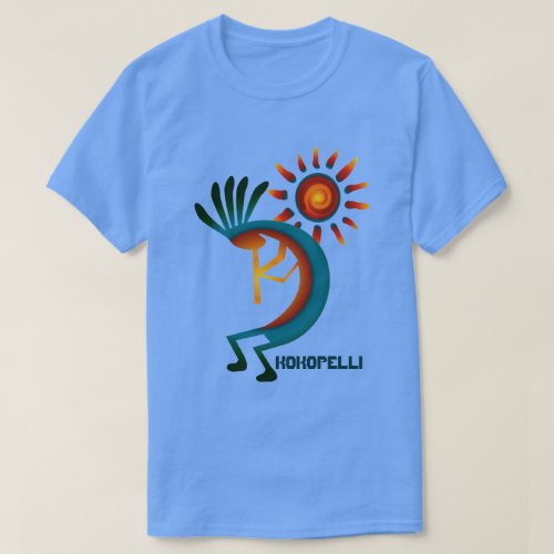 Kokopelli with Sun Blue T_shirt