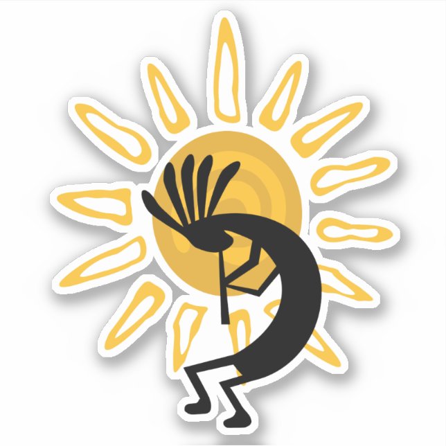 Kokopelli with Sun Gold Vinyl Sticker (Front)