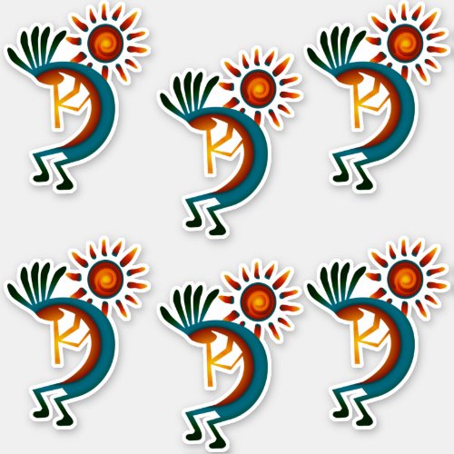 Kokopelli with Sun Group of 6 Vinyl Sticker