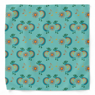 Kokopelli with Sun Pattern Green Bandana
