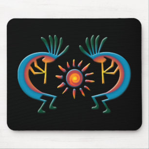 Kokopelli with Sun Southwest Black Mousepad