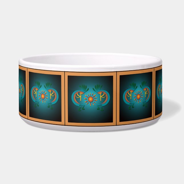 Kokopelli with Sun Southwest Pet Bowl (Front)