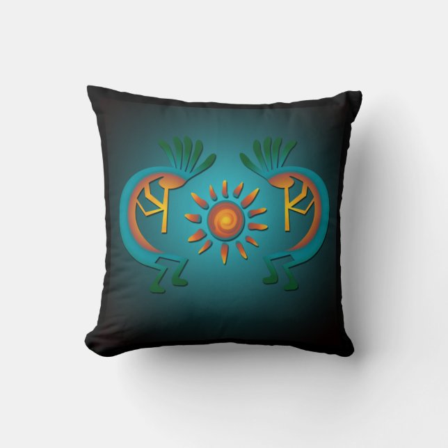 Kokopelli with Sun Sq Pillow (Front)