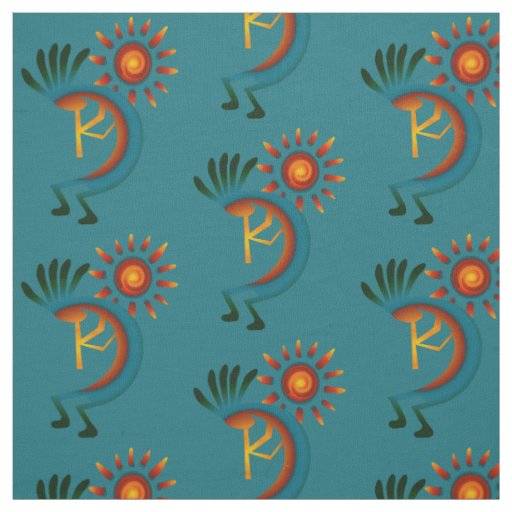 Kokopelli with Sun Turquoise Fabric