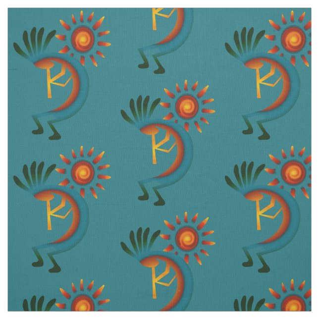 Kokopelli with Sun Turquoise Fabric (Swatch)