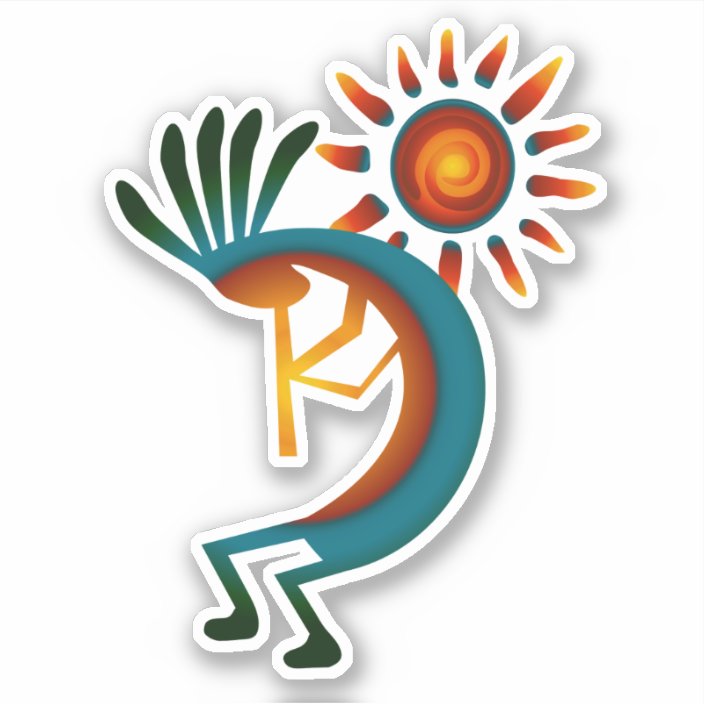 Kokopelli With Sun Vinyl Sticker | Zazzle.com