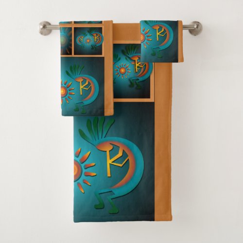Kokopellii with Sun Teal Design Bath Towel Set