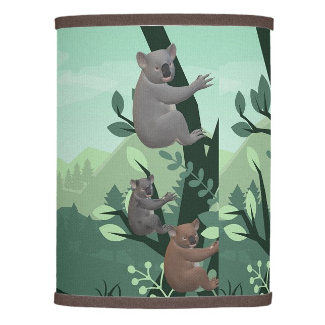 Kola Bears Lamp Shade (Three playful koalas are nestled among vibrant green trees!)