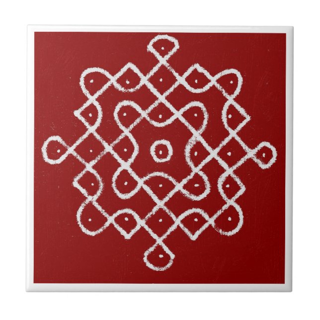 Kolam Rangoli Ceramic Tile (Front)