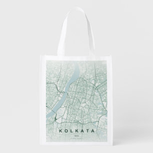 Kolkata India City Map Minimal Design Grocery Bag
