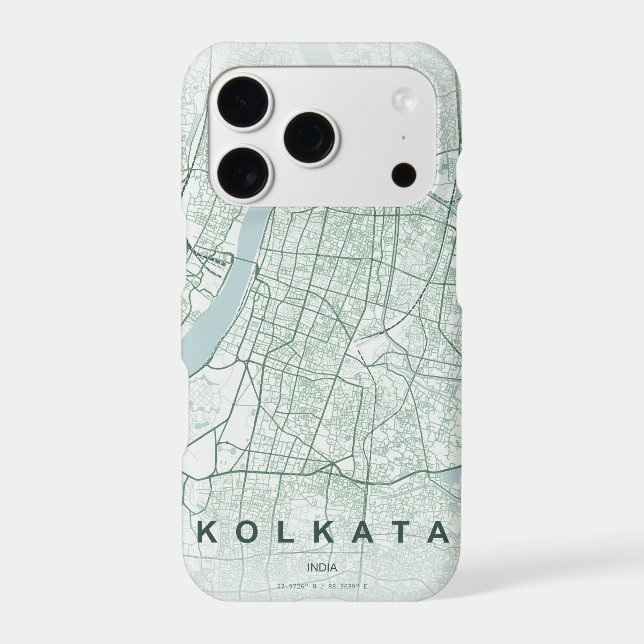 Kolkata India City Map Minimal Design iPhone Case (Back)