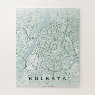 Kolkata India City Map Minimal Design Jigsaw Puzzle