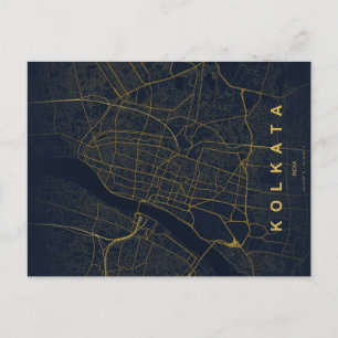 Kolkata India City Map Minimal Design Postcard